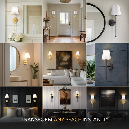 WIRELESS WALL SCONCE (SET OF 2 + 2 BULBS INCLUDED)