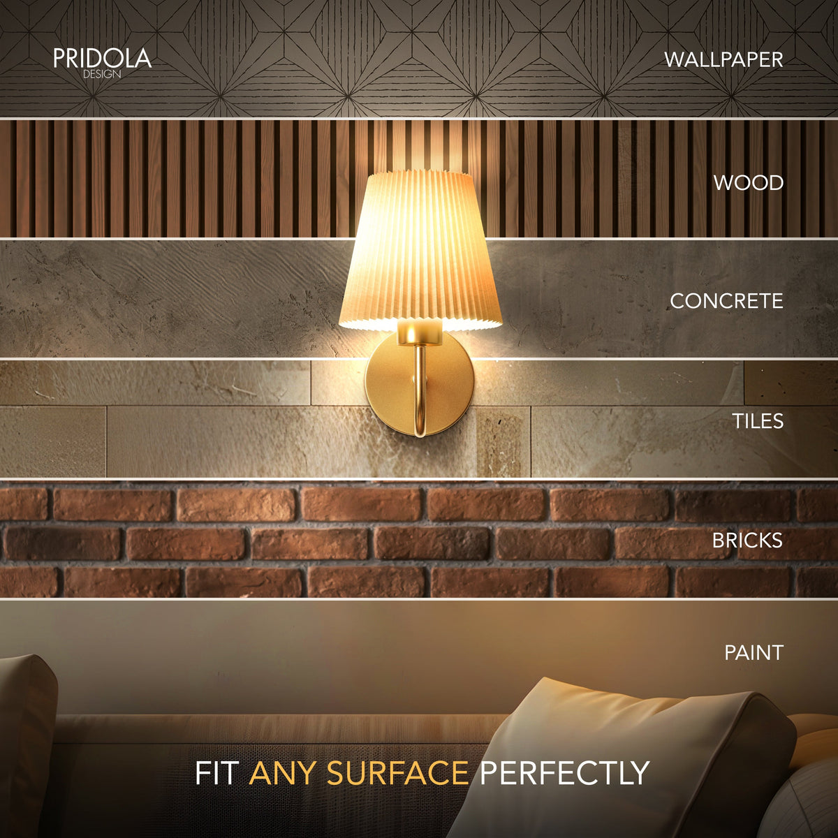 CURVED WIRELESS WALL SCONCE